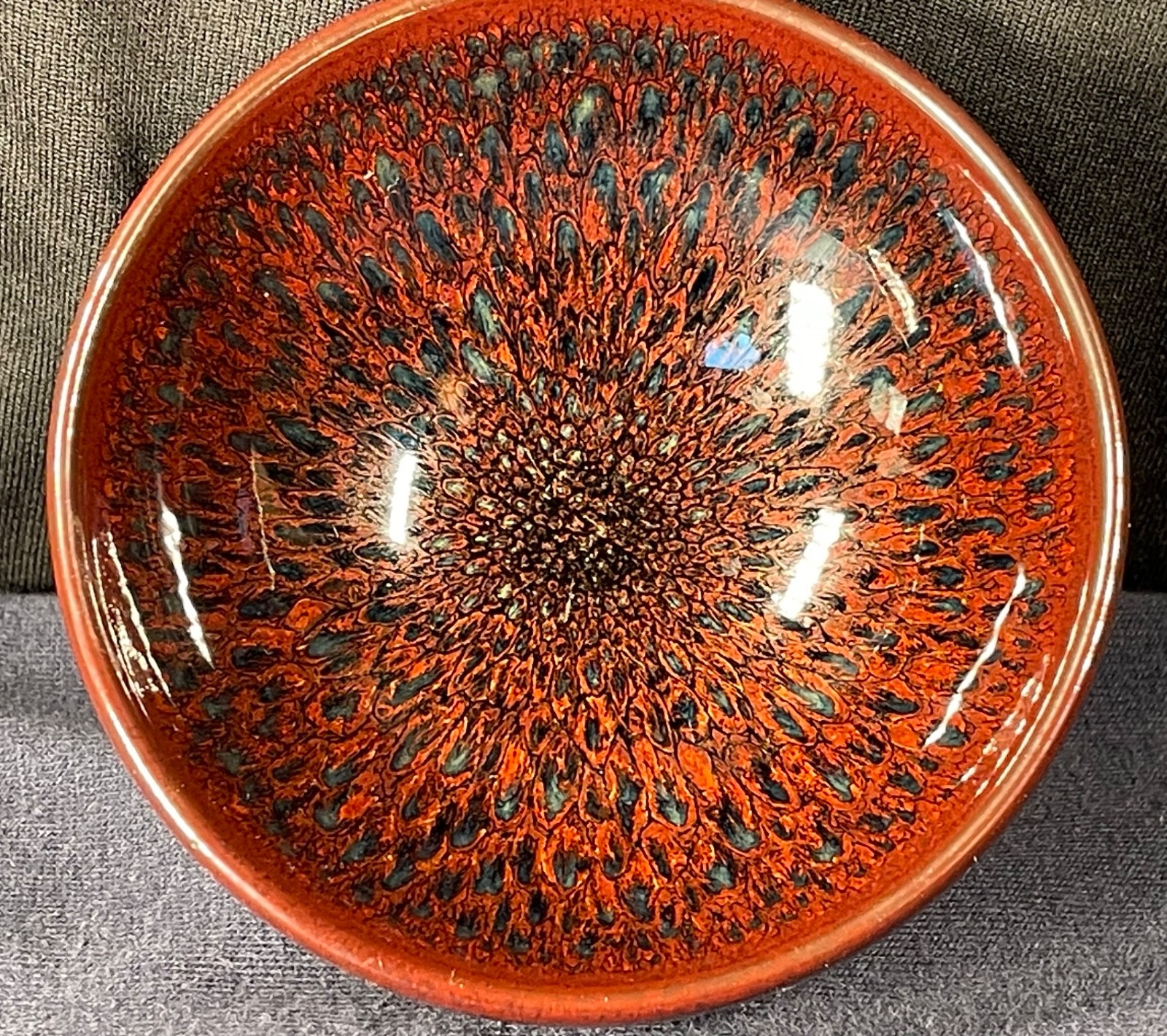 Chinese Studio Pottery Jian Zhan Tea Cup Amber Tortoiseshell Oil Spot w/ Box Chinese Studio Pottery Jian Zhan Tea Cup Amber Tortoiseshell Oil Spot w/ Box