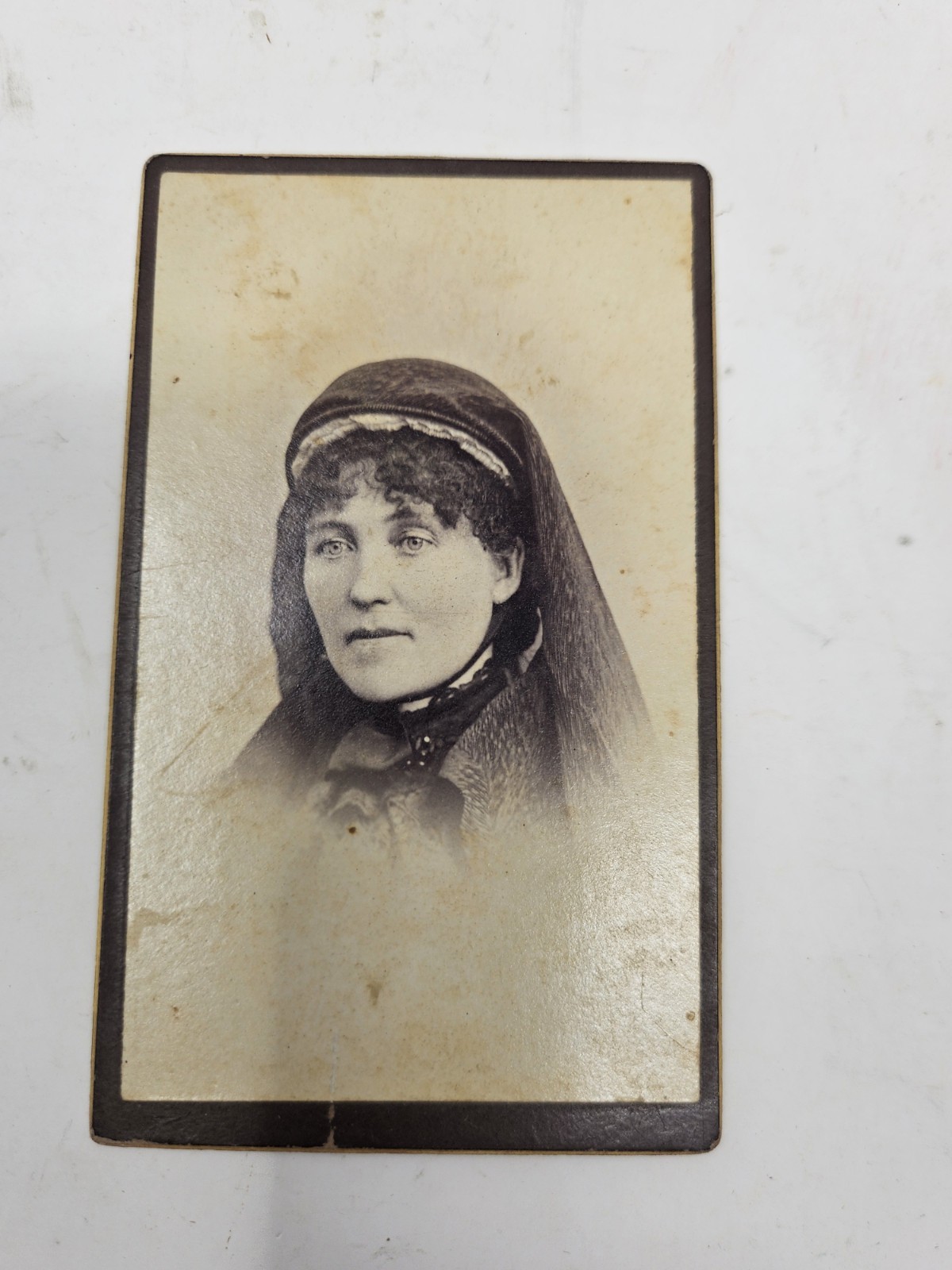 Antique 19th Century CDV Photo Card – Woman with Black Veil Mourning Antique 19th Century CDV Photo Card – Woman with Black Veil Mourning