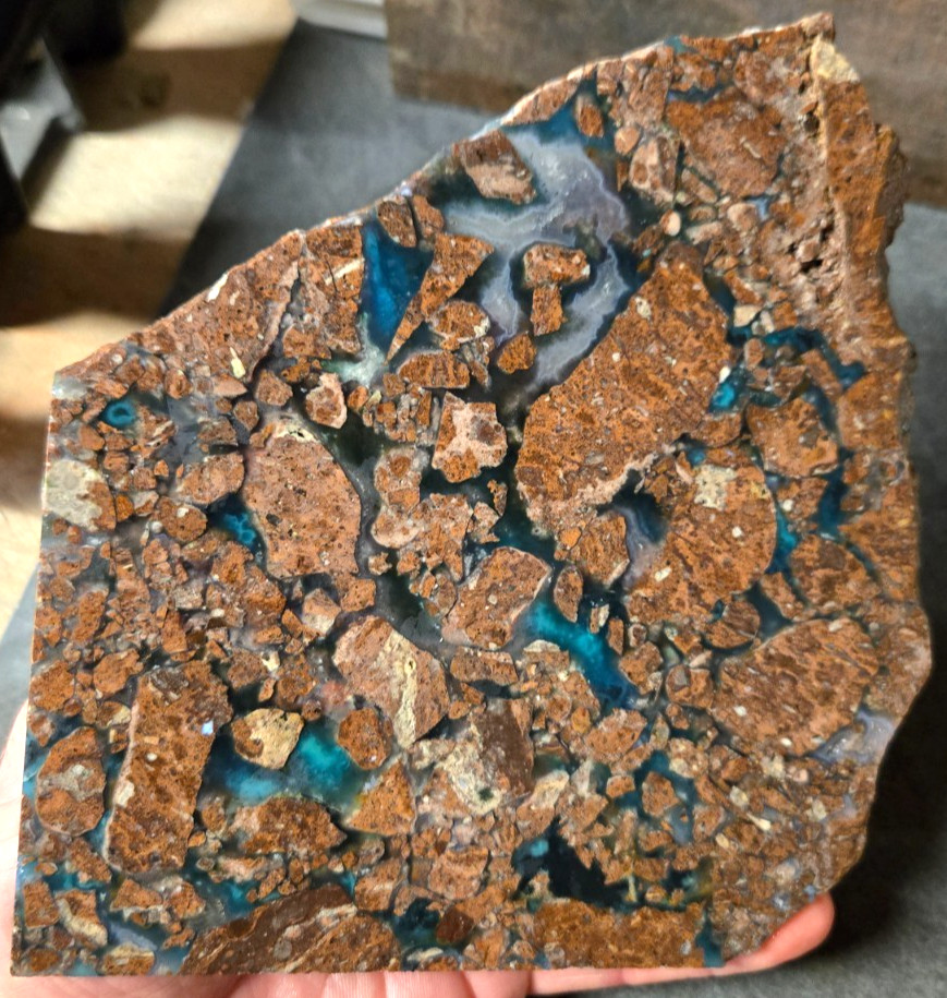 340 GRAMS - Ultra Rare Needles Blue Gem Silica Agate Breccia Extra-Large Slab