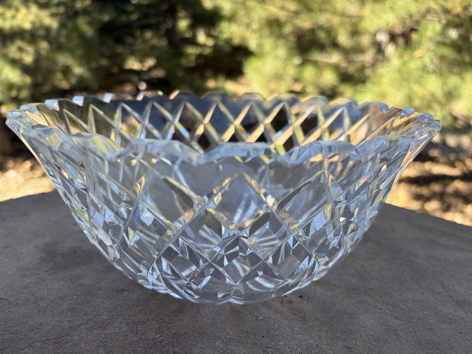 Rare Vintage Floral Pattern Signed WATERFORD CRYSTAL BOWL Centerpiece IRELAND
