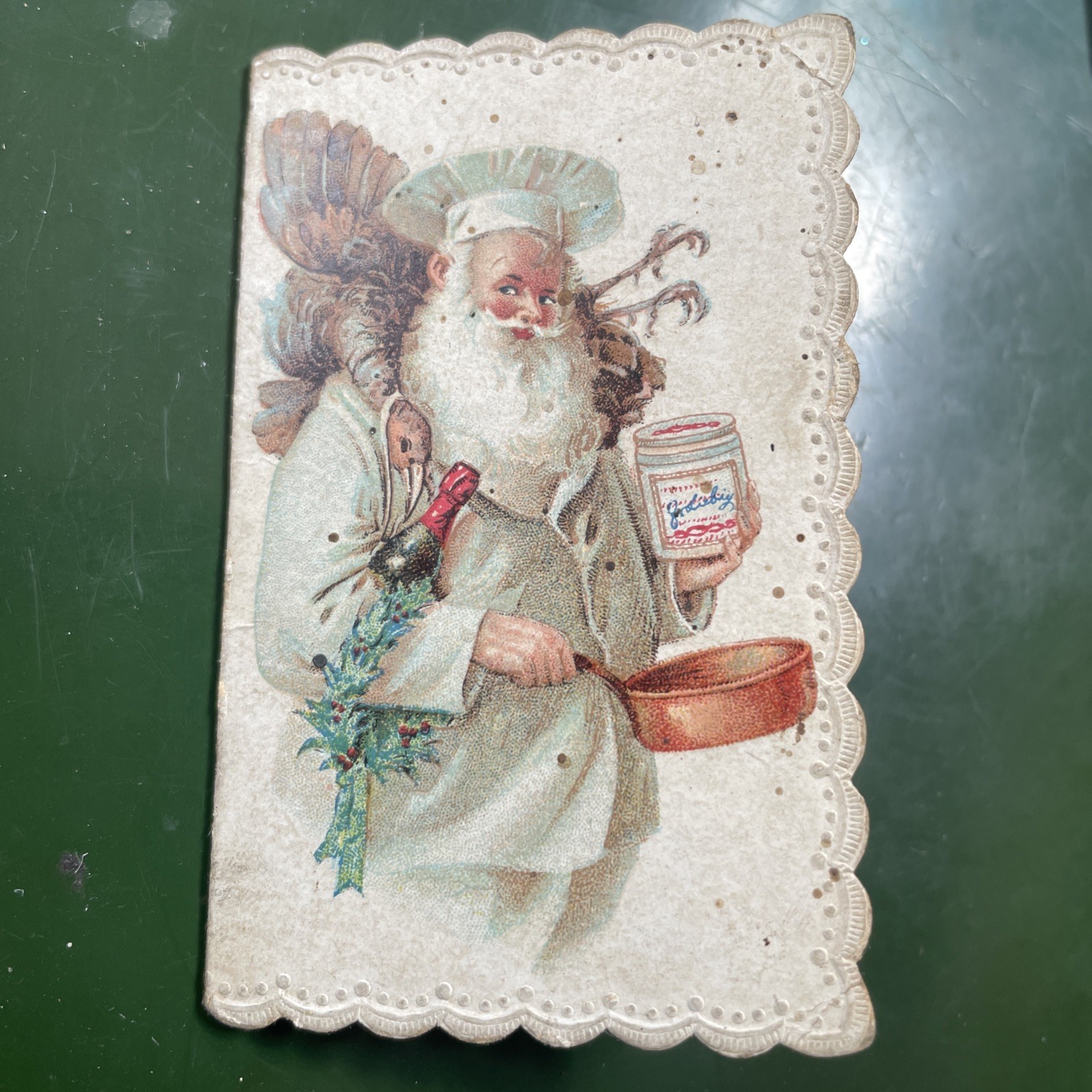 LIEBIG CALENDAR 1900 Victorian English 8cm x 5cm Father Christmas Chef 
