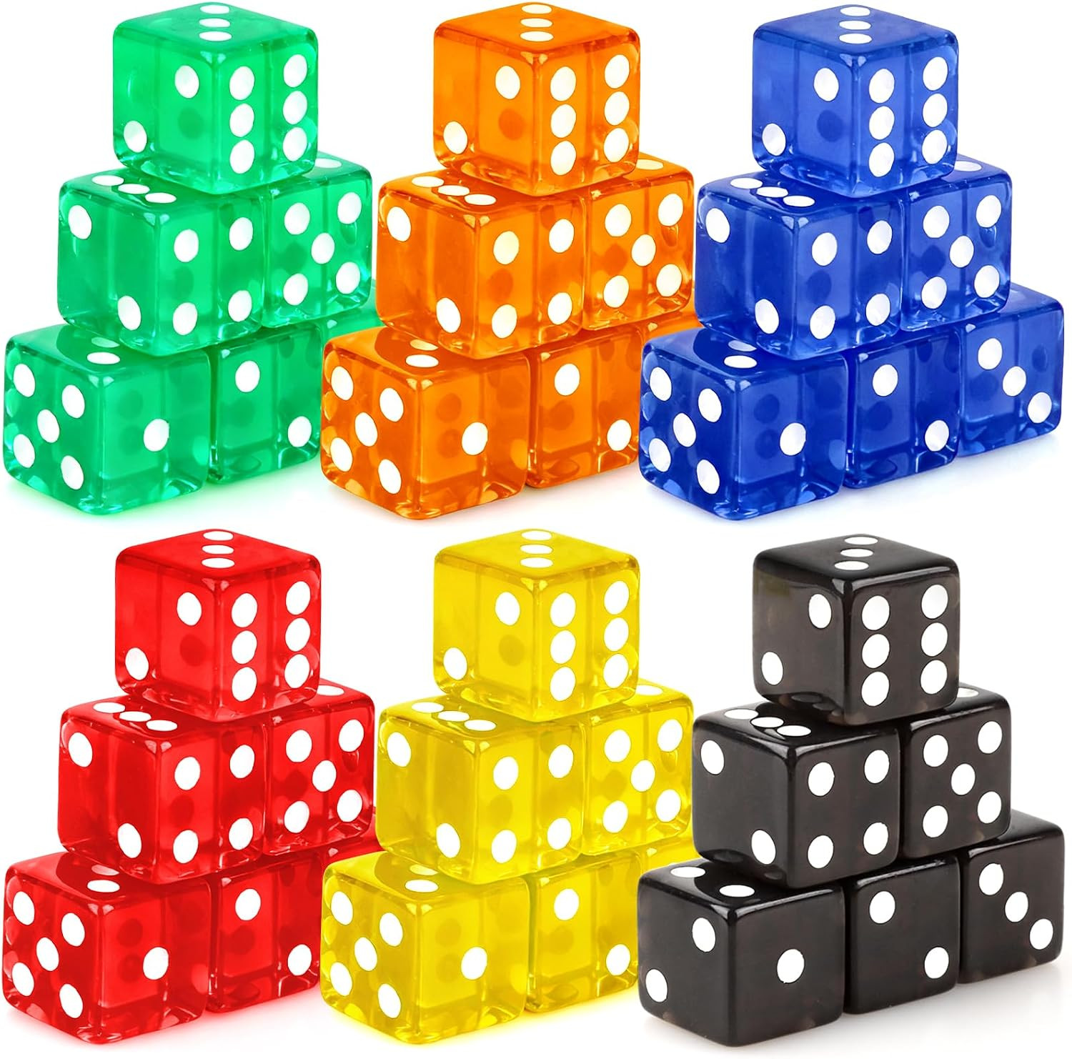 36 Pieces Casino Dice Set 19mm Large Dice Game Acrylic 6 Sided Colored Dice Bulk
