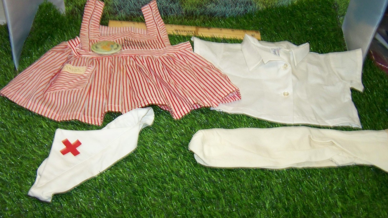 CABBAGE PATCH SOFT SCULPTURE XAVIER ROBERT DESIGNER HOSPITAL CANDY STRIPE OUTFIT