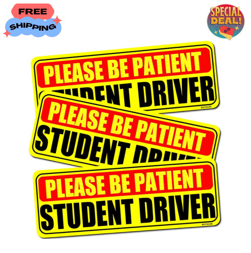 Student Driver Sticker Magnet for Car 3 Pack, Please Be Patient Student Driver M Student Driver Sticker Magnet for Car 3 Pack, Please Be Patient Student Driver M