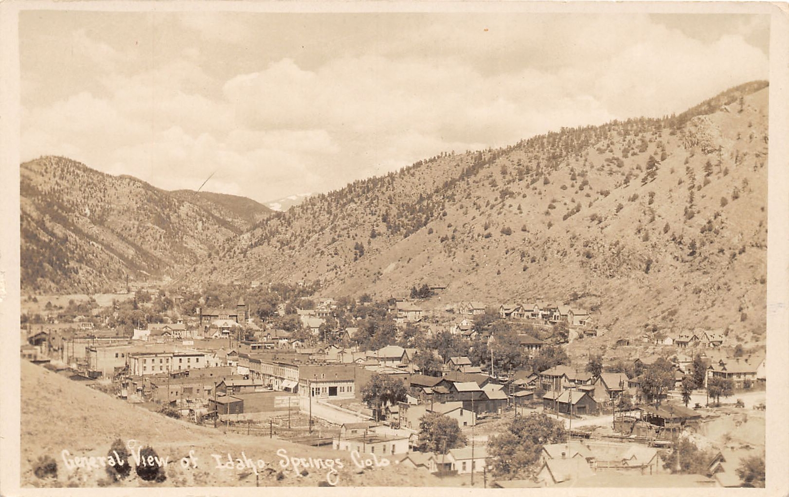 J40/ Idaho Springs Colorado RPPC Postcard c1910 Birdseye Homes Stores 296