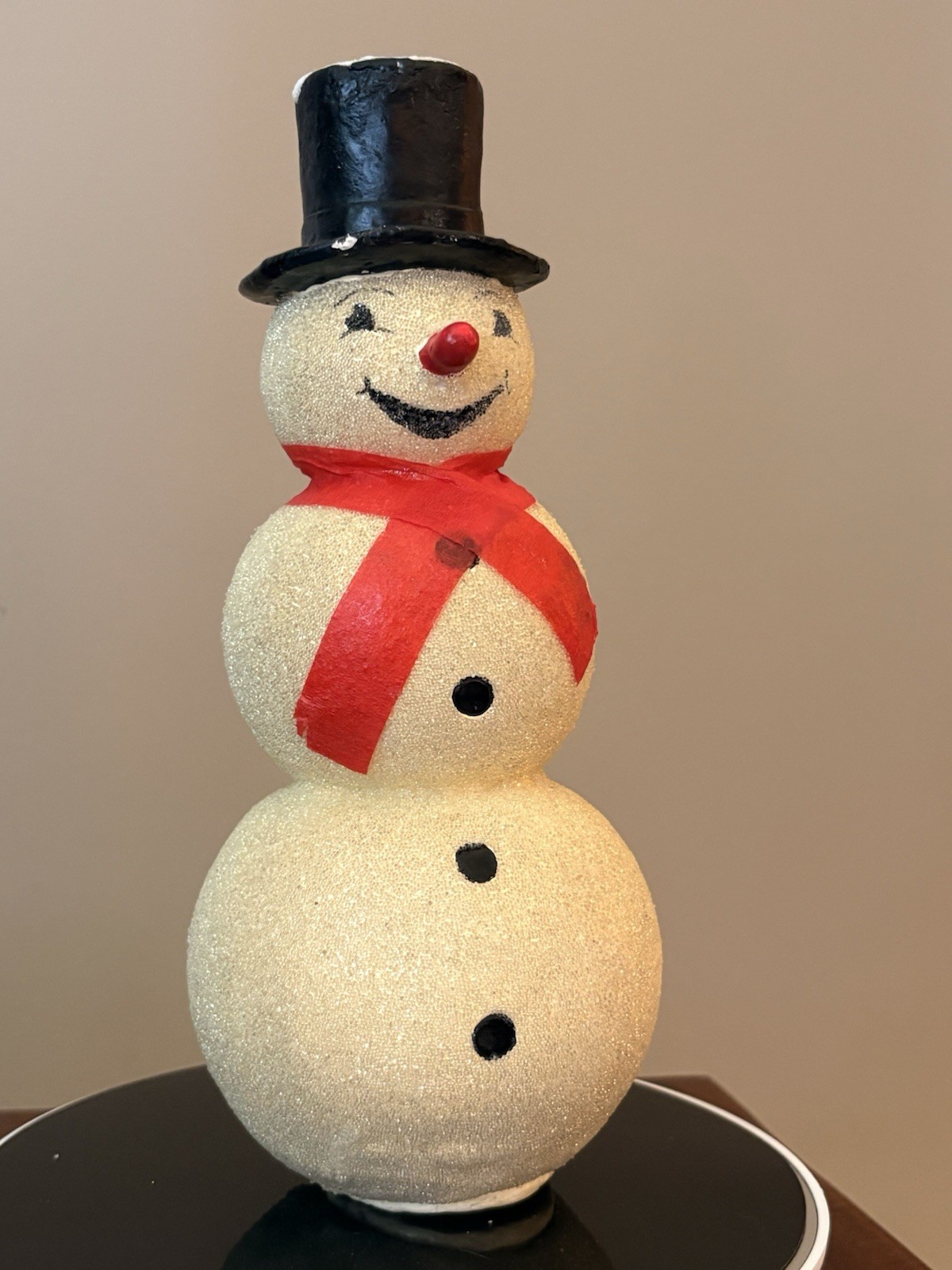 Vintage Sugar Coated Glitter Snowman Paper Mache MCM Christmas Decor 10” Vintage Sugar Coated Glitter Snowman Paper Mache MCM Christmas Decor 10”