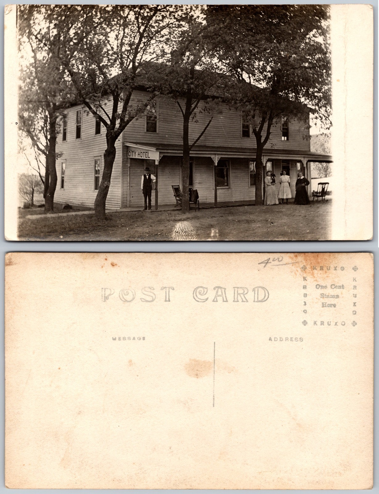 RPPC People Outside City Hotel Photo Postcard RPPC People Outside City Hotel Photo Postcard