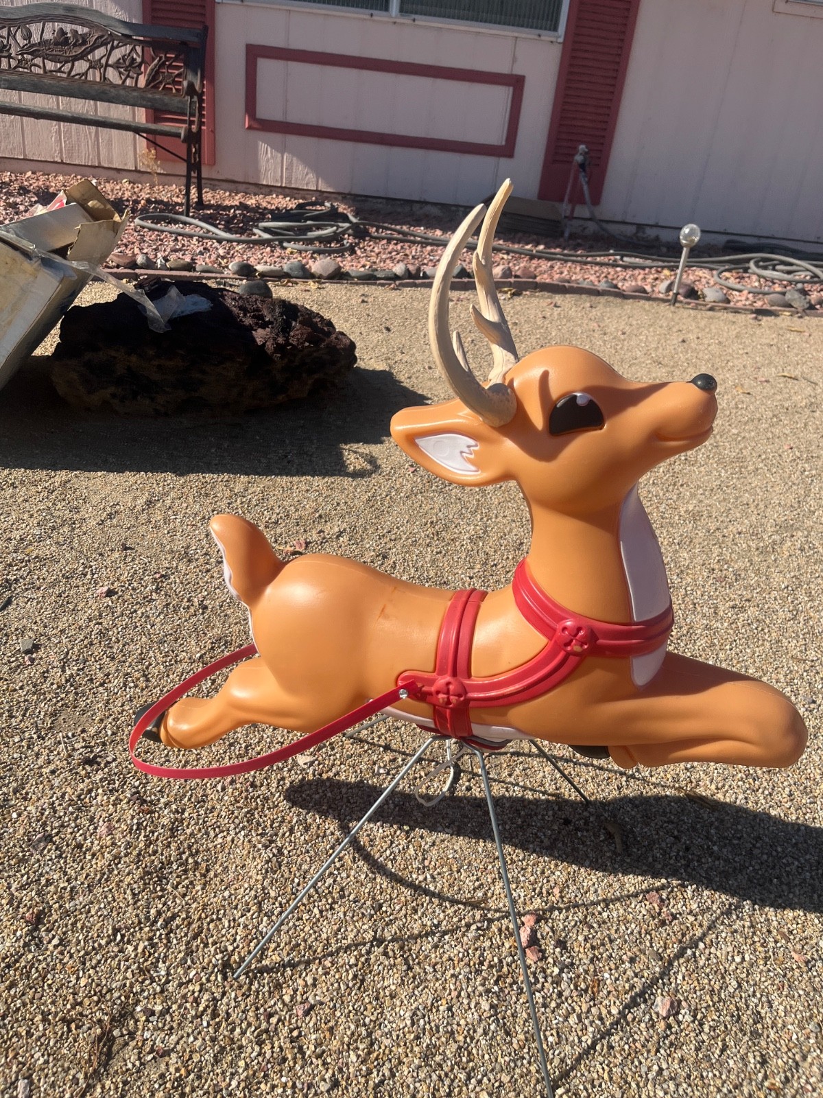 Vintage Grand Venture Reindeer Blow Mold Christmas Lawn Decor w/ Original Box