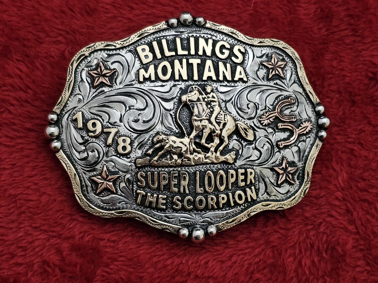 X~Treme CALF ROPING RODEO CHAMPION TROPHY BUCKLE☆Billings Montana☆Rare☆1978☆198 X~Treme CALF ROPING RODEO CHAMPION TROPHY BUCKLE☆Billings Montana☆Rare☆1978☆198