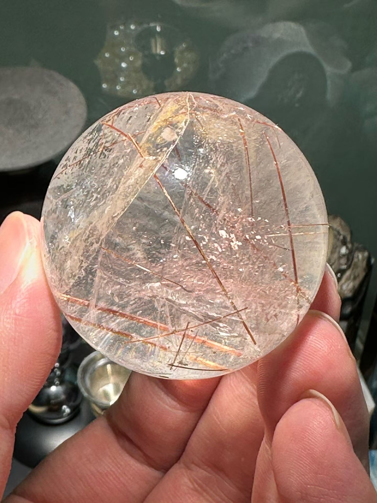 49mm Natural hair crystal quartz Sphere Crystal Energy Ball Reiki Healing 49mm Natural hair crystal quartz Sphere Crystal Energy Ball Reiki Healing