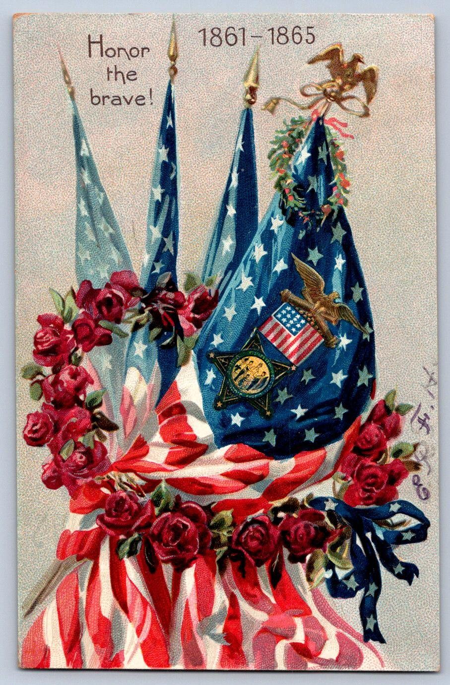 Patriotic Postcard c1910 Civil War Era Honor The Brave Raphael Tuck & Sons Patriotic Postcard c1910 Civil War Era Honor The Brave Raphael Tuck & Sons