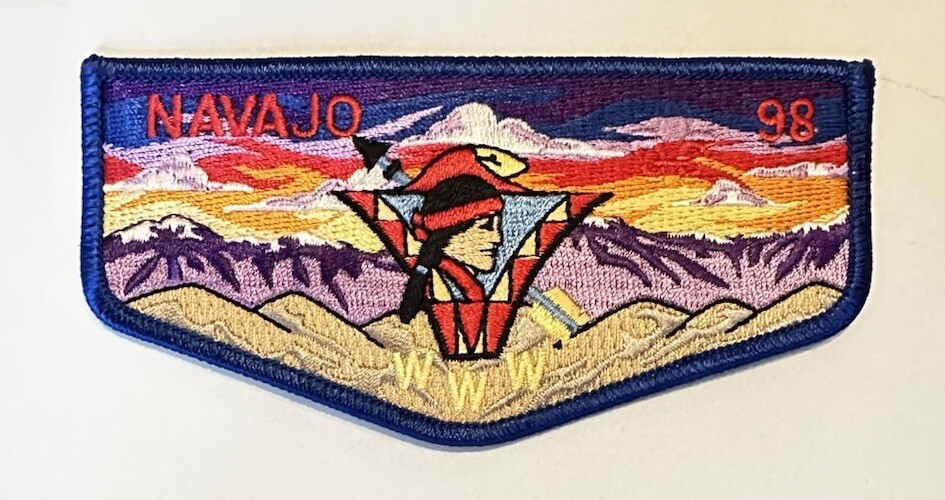OA BSA PATCH NAVAJO LODGE 98 - BLUE BORDER MOUNTAIN RANGE MERGED LODGE RARE