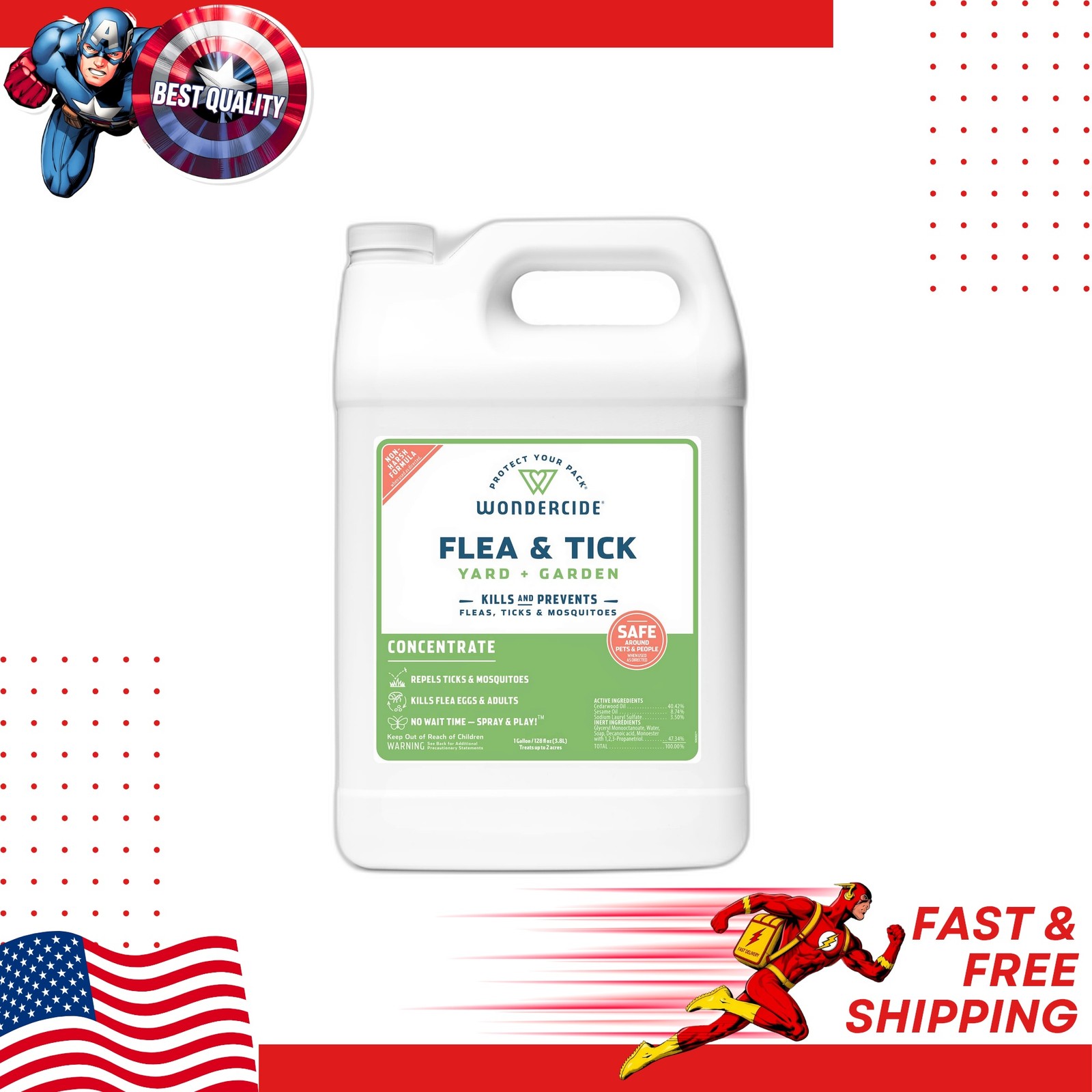 Wondercide Flea and Tick Yard Garden Spray Concentrate 128 oz Jug Pest
