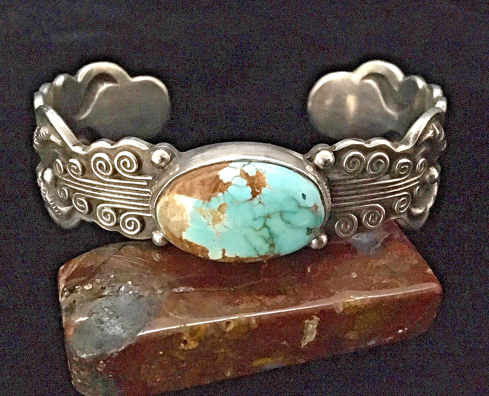 Vintage Navajo VBT Native American Sterling Silver Turquoise Cuff, 60g, 6.75" Vintage Navajo VBT Native American Sterling Silver Turquoise Cuff, 60g, 6.75"
