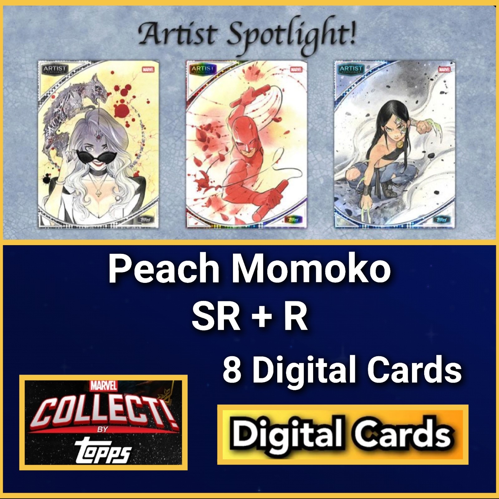 Topps Marvel Collect Artist Spotlight 26 Peach Momoko SR+R 8 Card Set