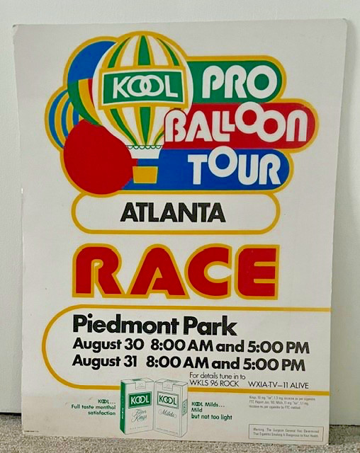 1980 VINTAGE KOOL HOT AIR BALLOON TOUR RACE ATLANTA PIEDMONT PARK POSTER 17"X22" 1980 VINTAGE KOOL HOT AIR BALLOON TOUR RACE ATLANTA PIEDMONT PARK POSTER 17"X22"
