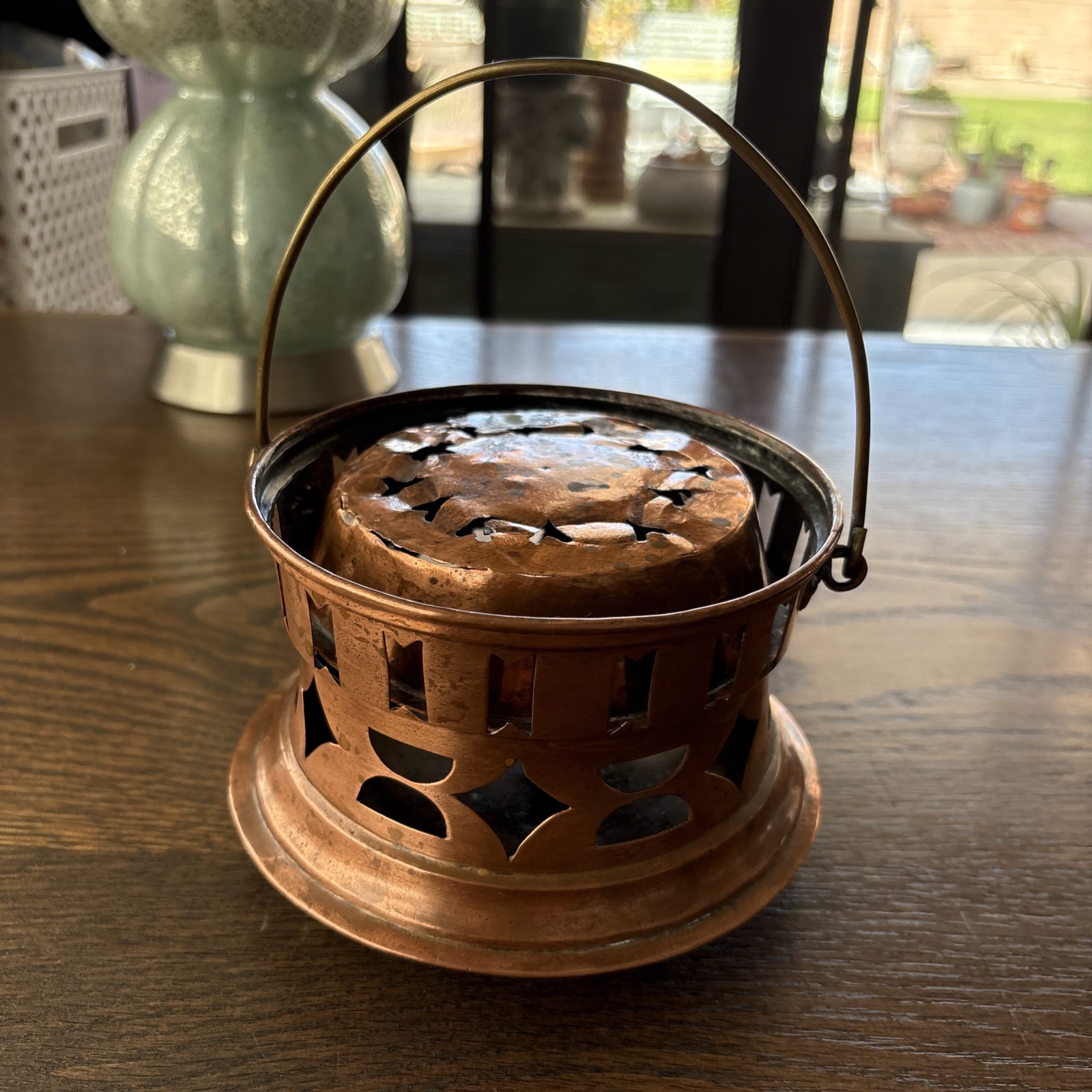 Antique Primitive Pierced Copper Warmer/Heater w Top Antique Primitive Pierced Copper Warmer/Heater w Top