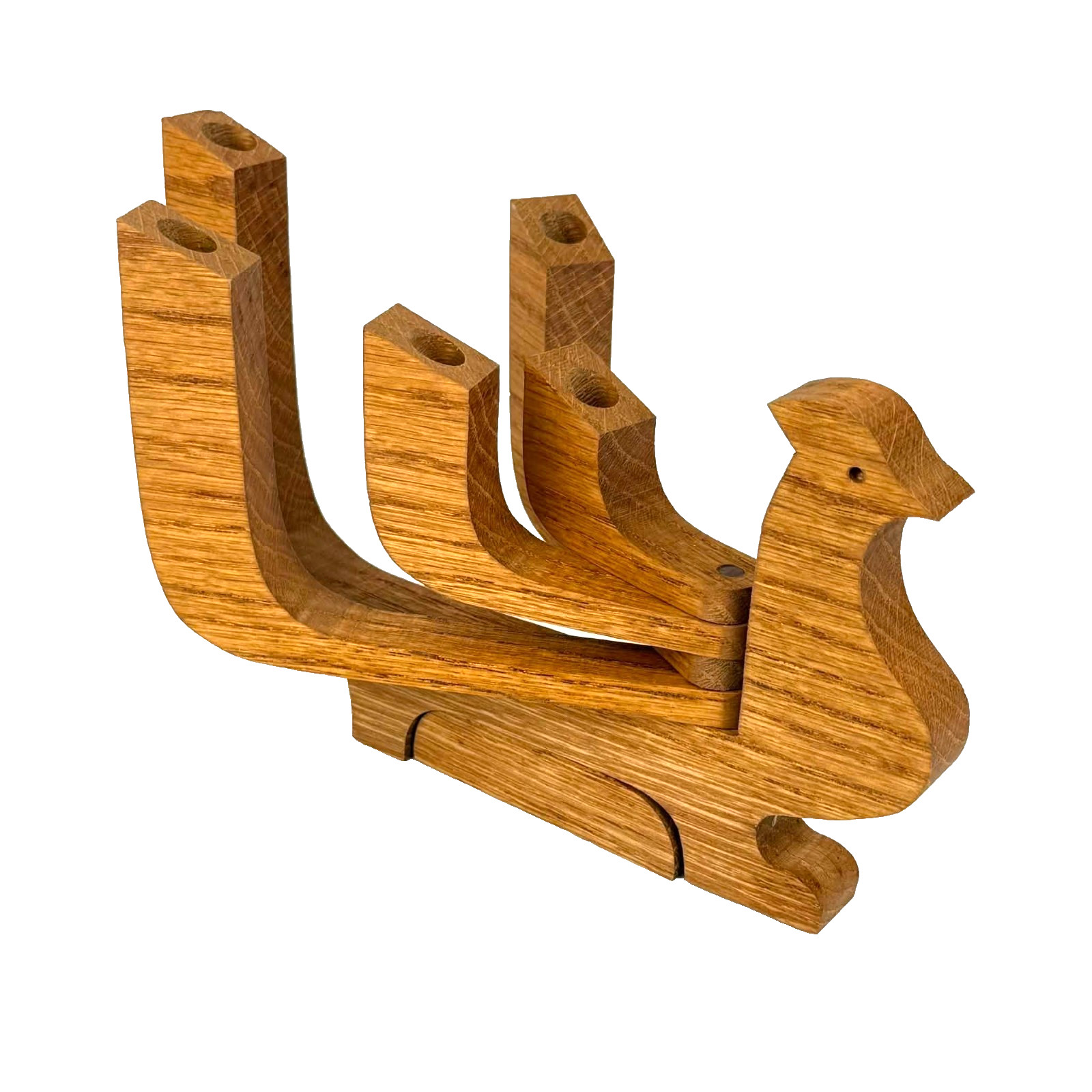 Vintage Wooden Bird Candelabra Scandinavian-Style Swing Arm Candelabra MCM