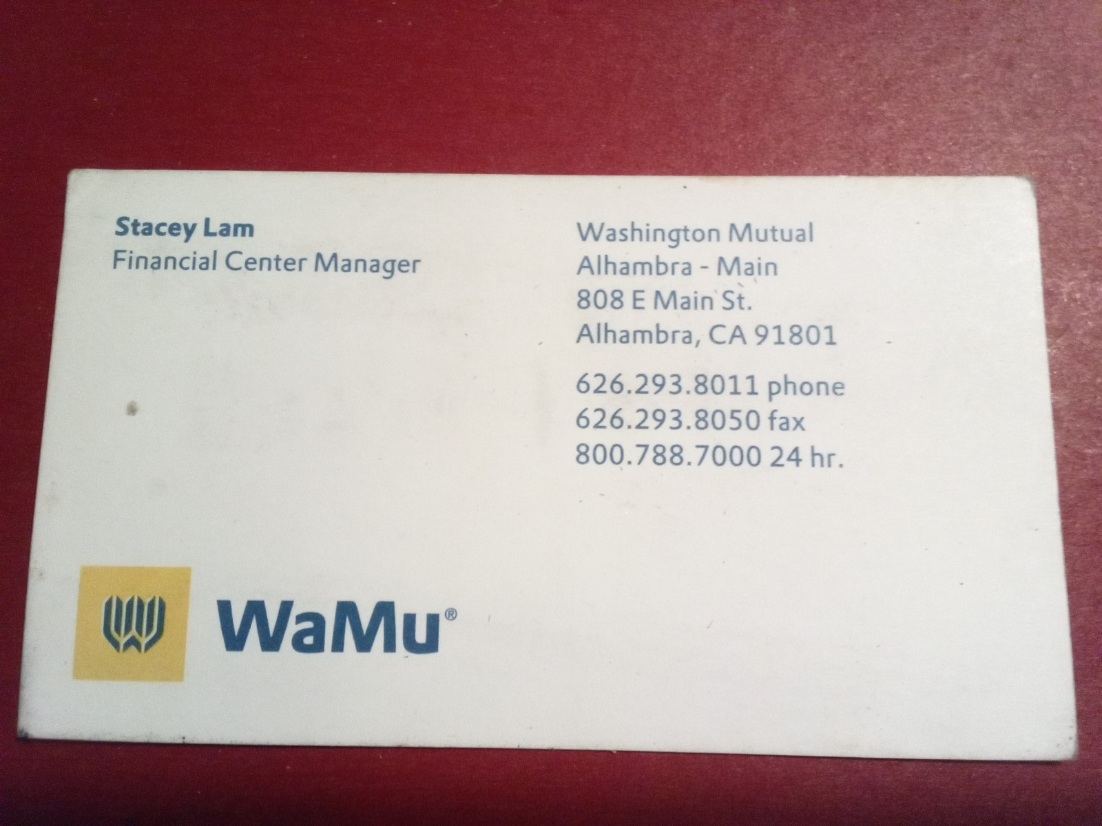 Vintage WaMu Bank Business Card 2008 Alhambra, Ca Vintage WaMu Bank Business Card 2008 Alhambra, Ca