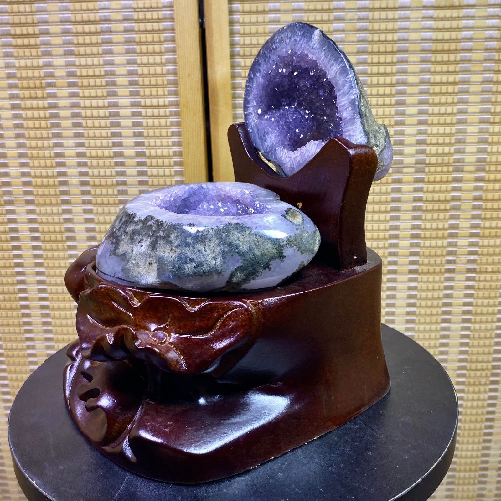 3.96LB Natural Agate Treasure Basin Quartz Geode Crystal Healing decor+stand 3.96LB Natural Agate Treasure Basin Quartz Geode Crystal Healing decor+stand