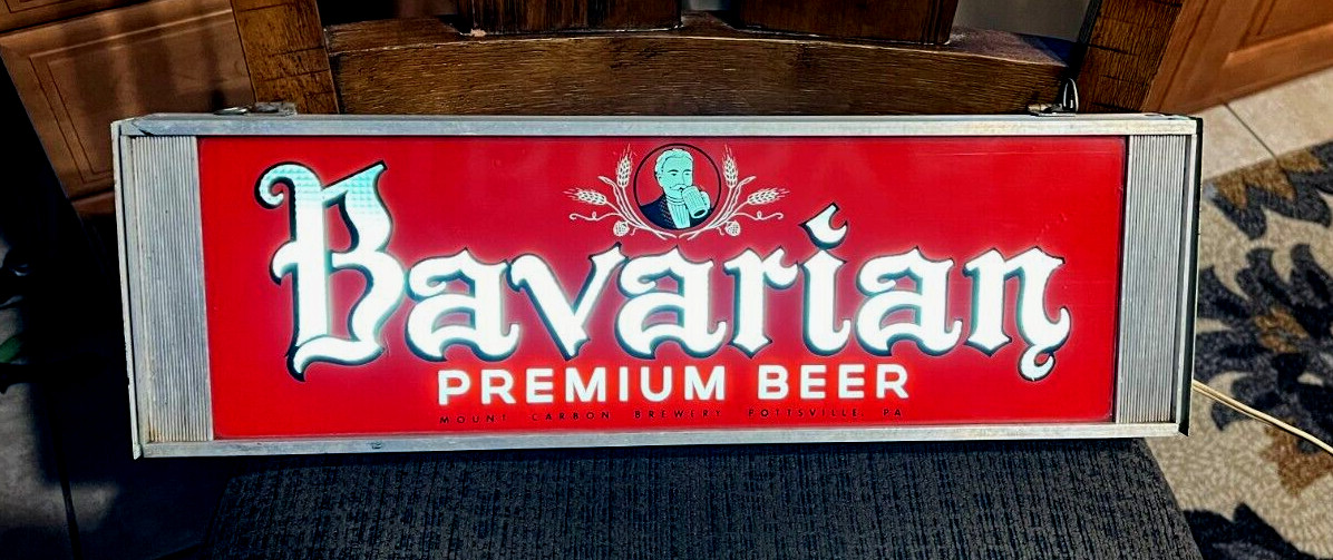 RARE MT CARBON BREWING BAVARIAN PREM BEER METAL CASE LIGHT UP SIGN POTTSVILLE PA RARE MT CARBON BREWING BAVARIAN PREM BEER METAL CASE LIGHT UP SIGN POTTSVILLE PA