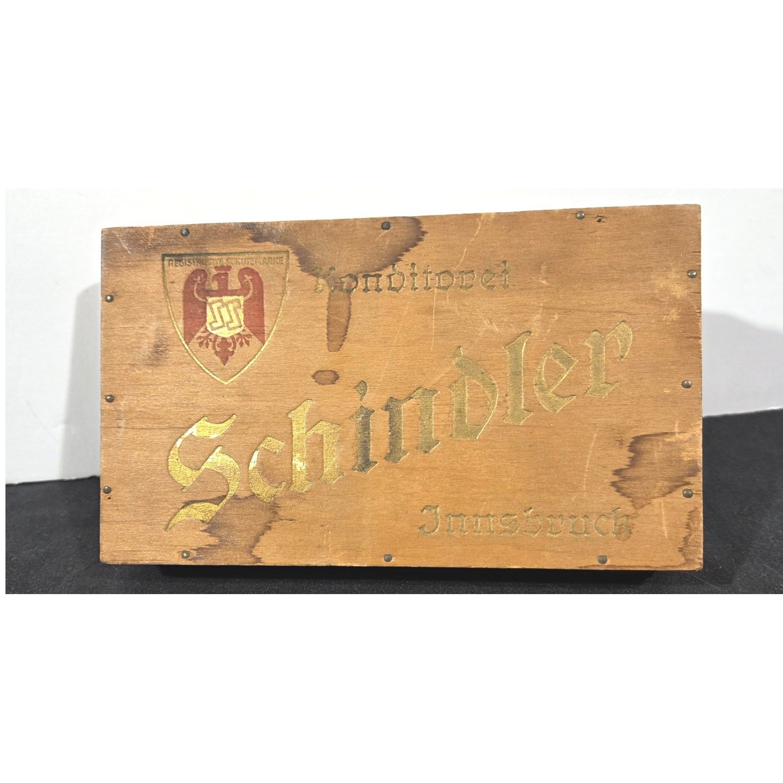 Vintage Konditorei Schindler Innsbruck Wooden Box Lourie & Co Wien Austria