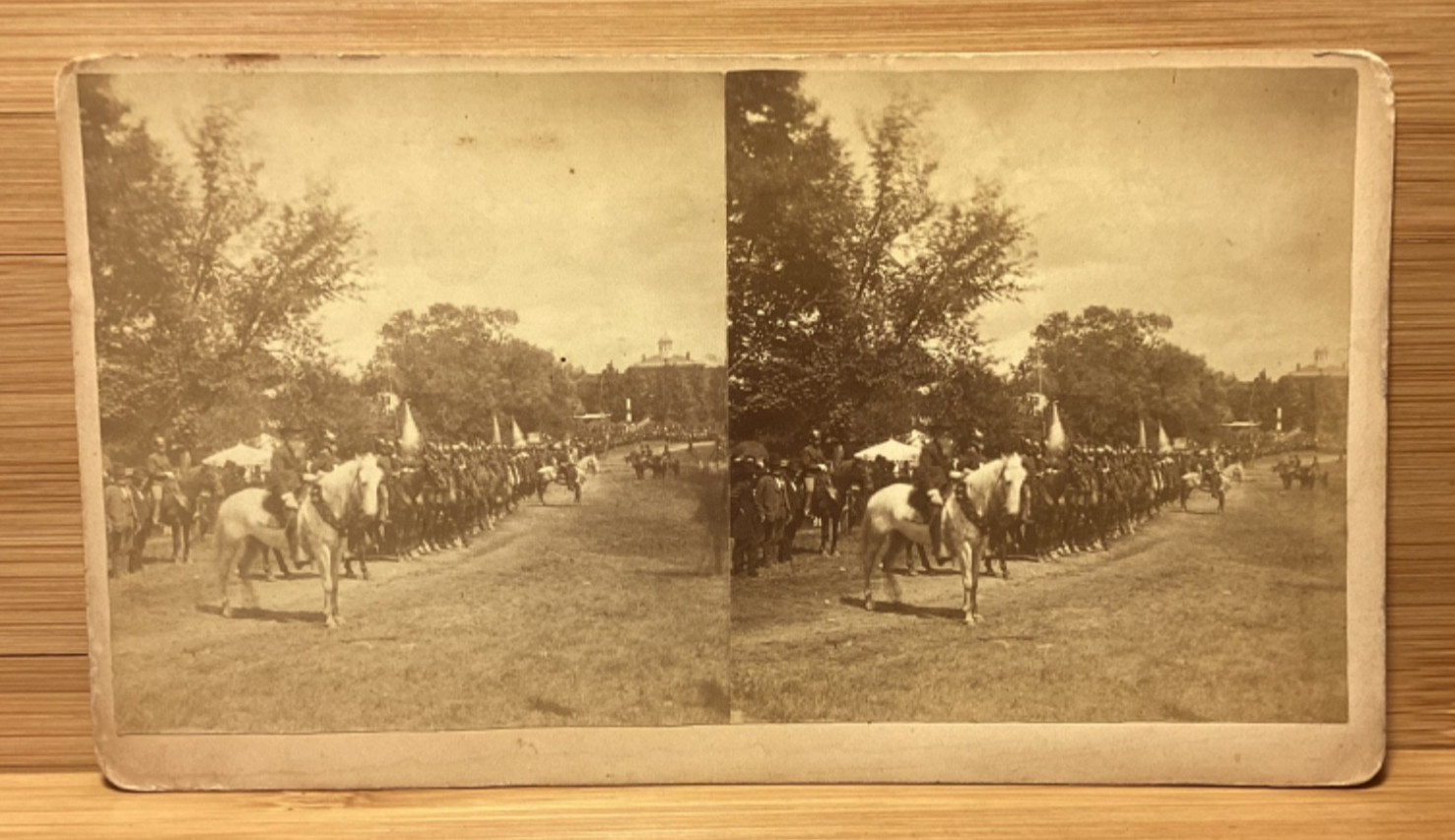 C. 1870s RARE Unidentified US Calvary Review Stereoview Military Civil War ? C. 1870s RARE Unidentified US Calvary Review Stereoview Military Civil War ?