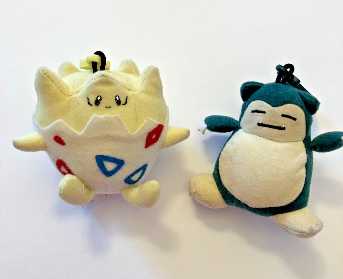 Vintage 1999 Pokémon Snorlax and Tokepi plush 3" keychains Vintage 1999 Pokémon Snorlax and Tokepi plush 3" keychains