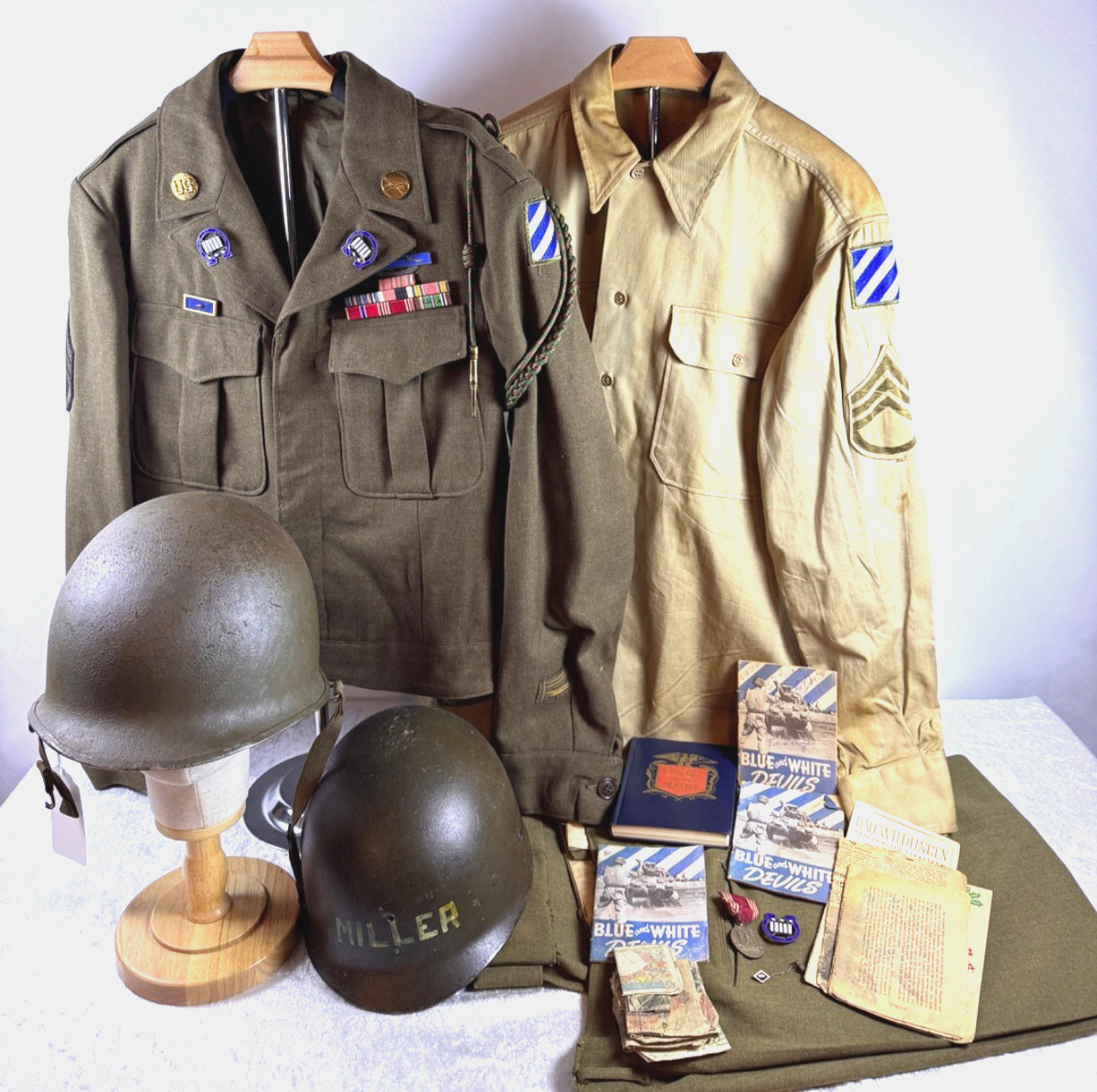 WWII NAMED 3RD INFANTRY DIVISION 7TH INFANTRY REG. UNIFORM GROUPING WWII NAMED 3RD INFANTRY DIVISION 7TH INFANTRY REG. UNIFORM GROUPING