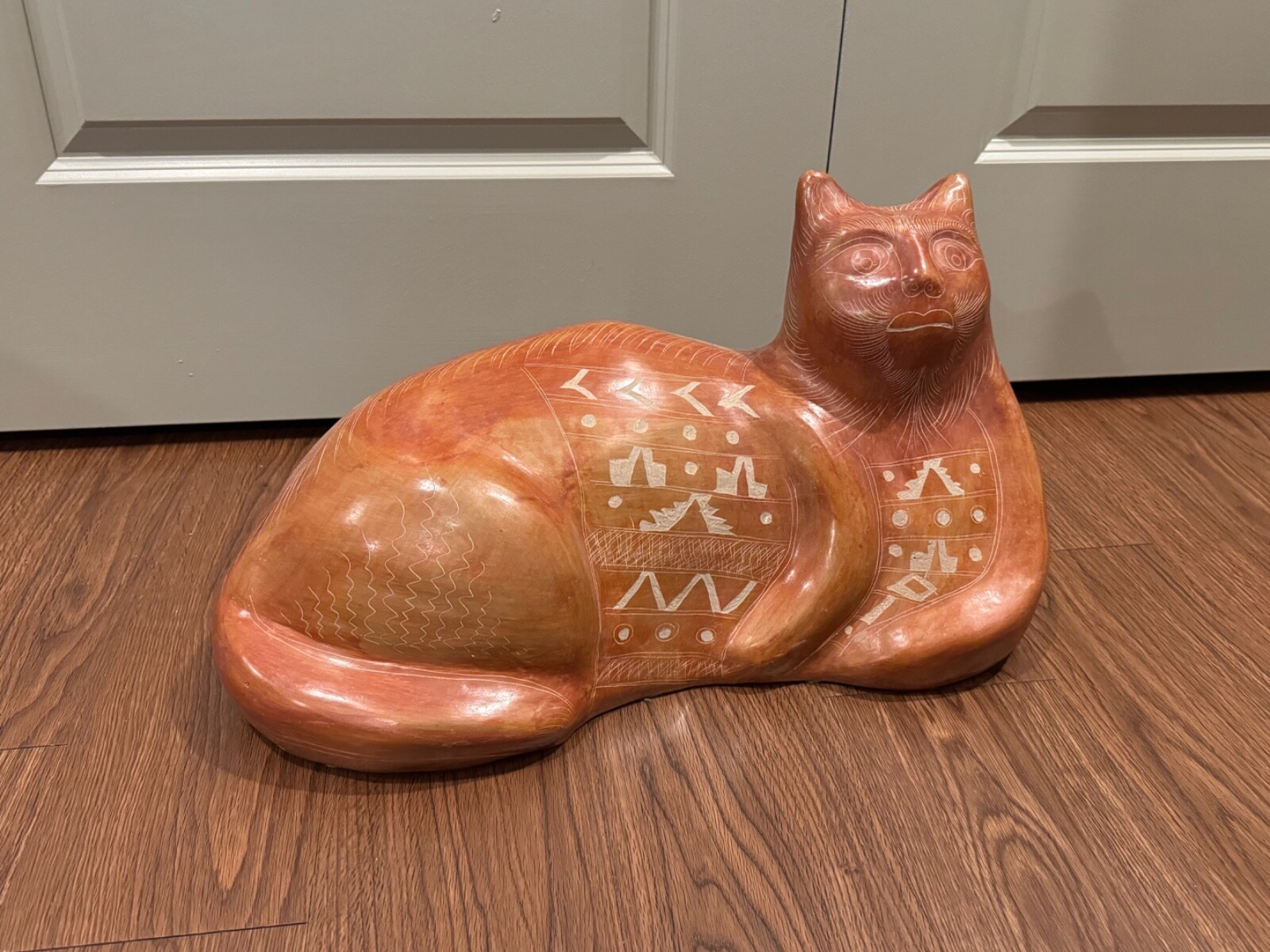 Vtg Likely Mexican Folk Art Pottery Life Size Cat Statue Figure Signed Magana Vtg Likely Mexican Folk Art Pottery Life Size Cat Statue Figure Signed Magana