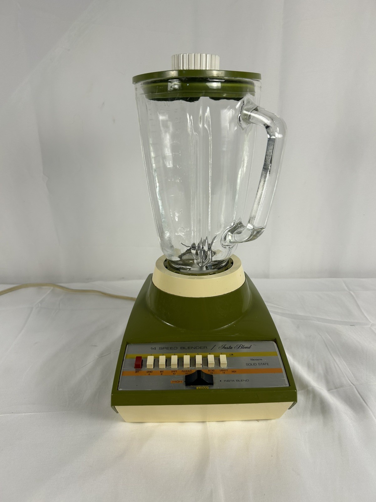 Vintage Sears Insta Blend 14 Speed Avocado Green Blender Tested Works 400.829300