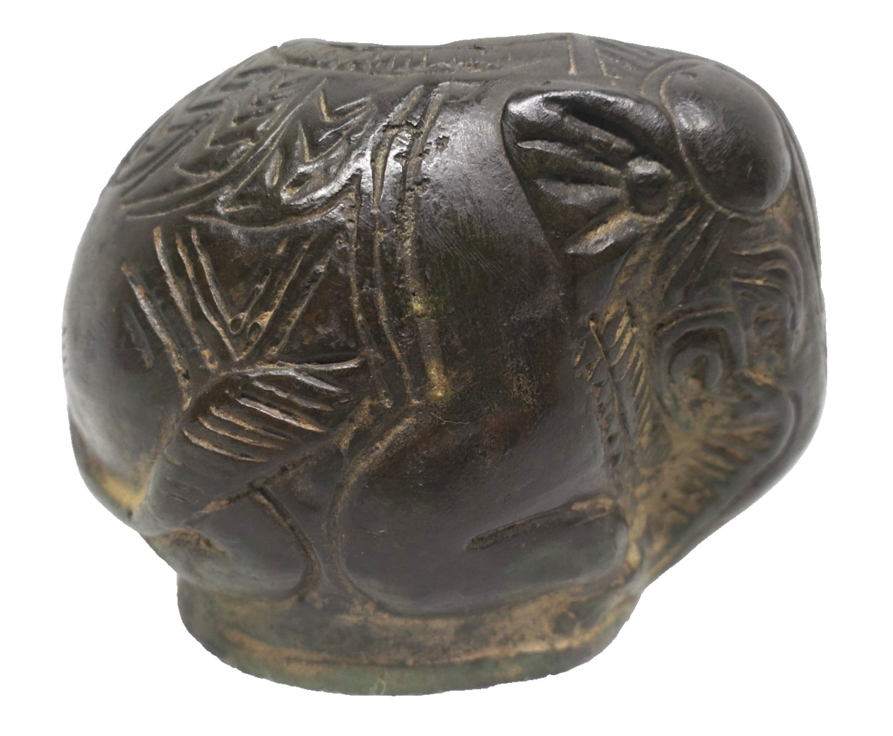 Antique 19thC Chinese Bronze Elephant Scholar Water Dropper Signed 3.5" Qing Antique 19thC Chinese Bronze Elephant Scholar Water Dropper Signed 3.5" Qing