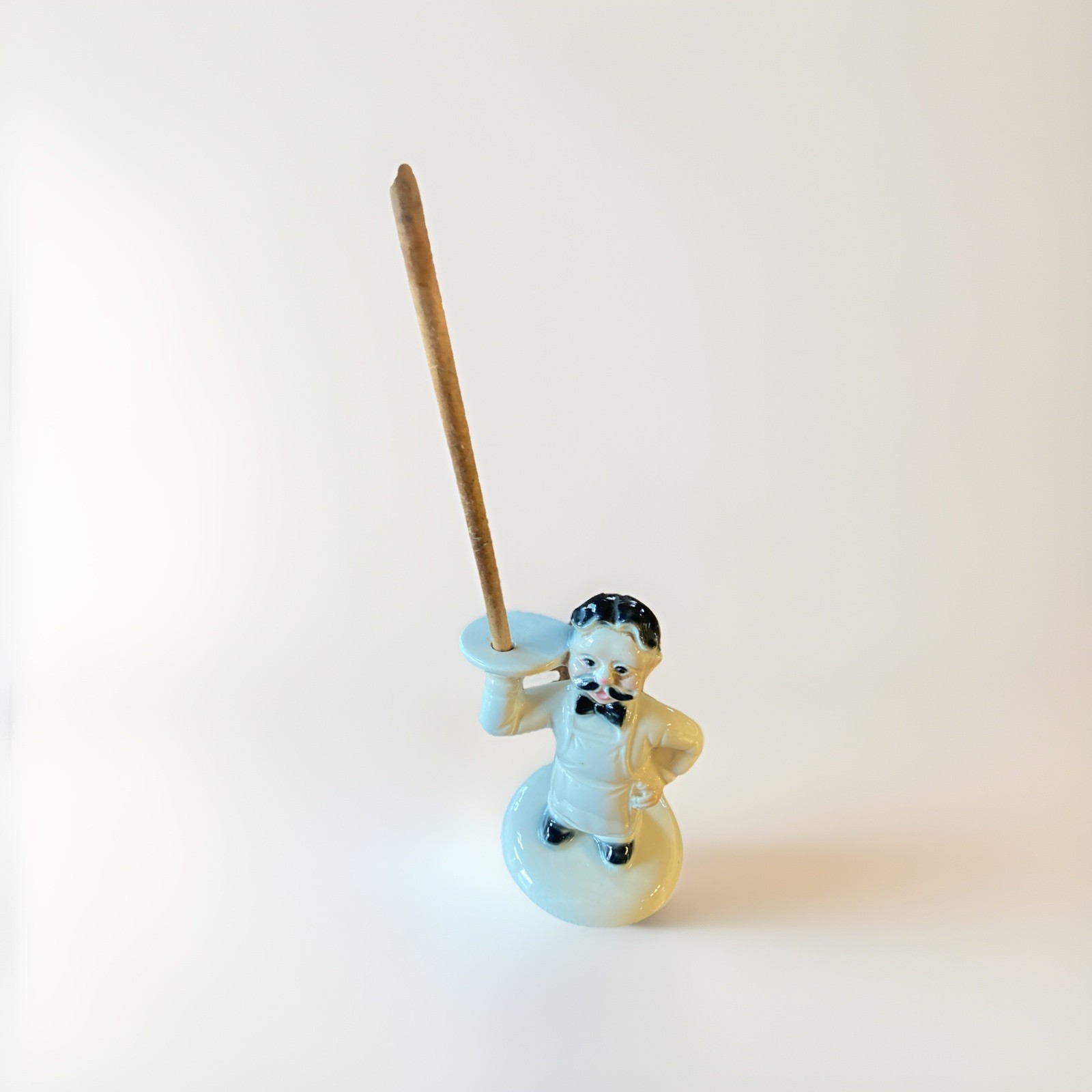 Vtg 60s Ceramic Waiter Bartender Pretzel Donut Holder Server Excellent Condition