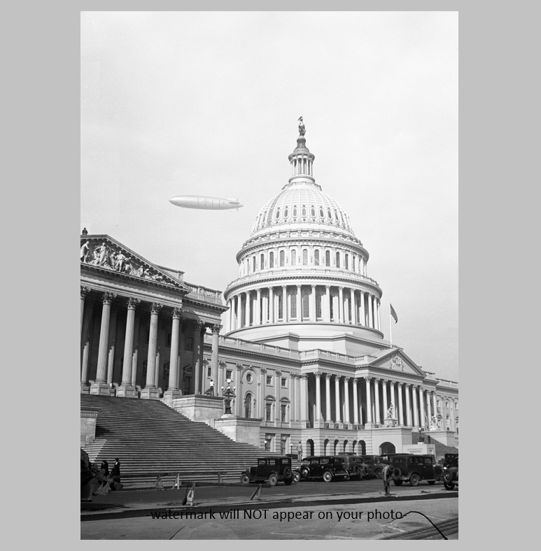 1931 Navy Blimp Over the Capitol PHOTO Airship Flight Washington DC US Navy 1931 Navy Blimp Over the Capitol PHOTO Airship Flight Washington DC US Navy