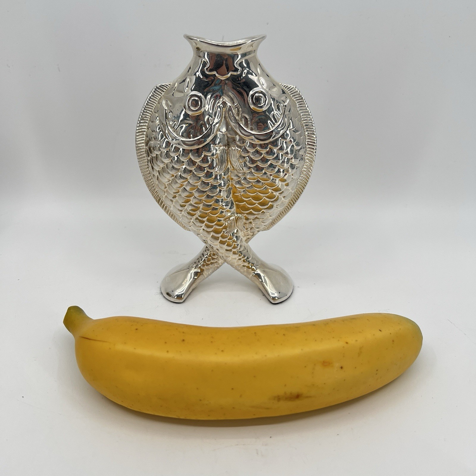 Vintage Christofle Deux Poissons Silver Plated Double Fish Vase France 6in NICE Vintage Christofle Deux Poissons Silver Plated Double Fish Vase France 6in NICE
