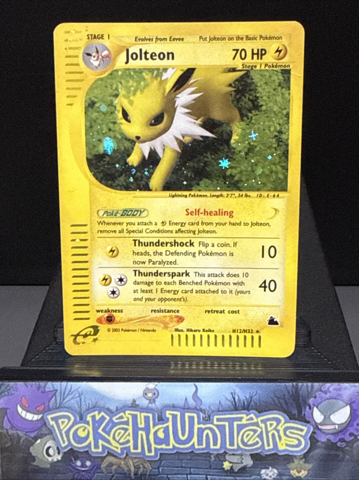 Pokemon Card Jolteon H12/H32 Skyridge Holo Rare SWIRL On Head Back Is Played Pokemon Card Jolteon H12/H32 Skyridge Holo Rare SWIRL On Head Back Is Played