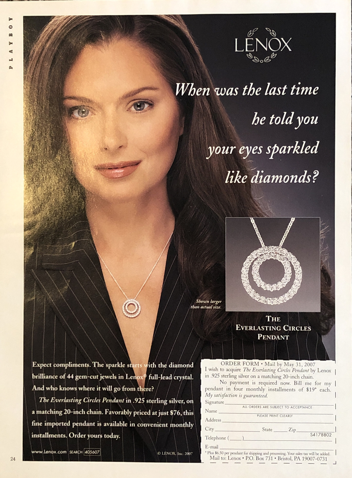 2007 Lenox Everlasting Circles Pendant Necklace PRINT AD Advertisement Page 2007 Lenox Everlasting Circles Pendant Necklace PRINT AD Advertisement Page