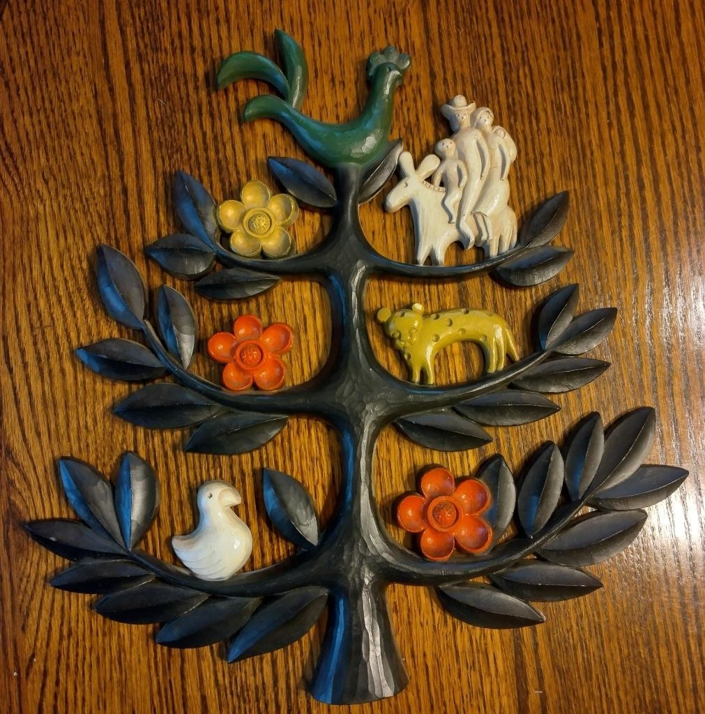 Vintage 1963 Homco Dart Industries Tree of Life Wall Hanging 14" x 14" ~ VGC Vintage 1963 Homco Dart Industries Tree of Life Wall Hanging 14" x 14" ~ VGC