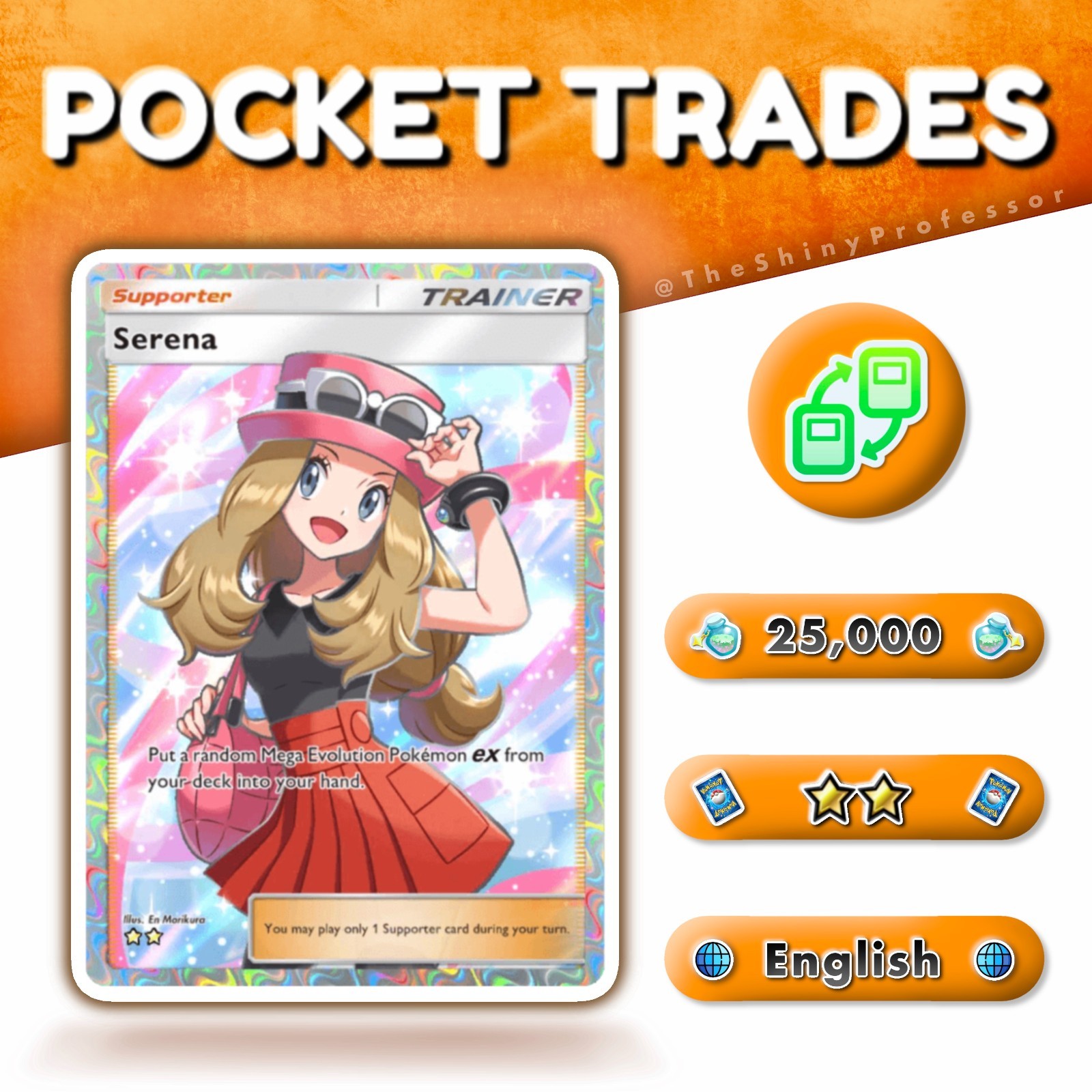 Pokémon TCG Pocket || Two Star Full Art Trainer - Serena || Digital Trade ✨ Pokémon TCG Pocket || Two Star Full Art Trainer - Serena || Digital Trade ✨