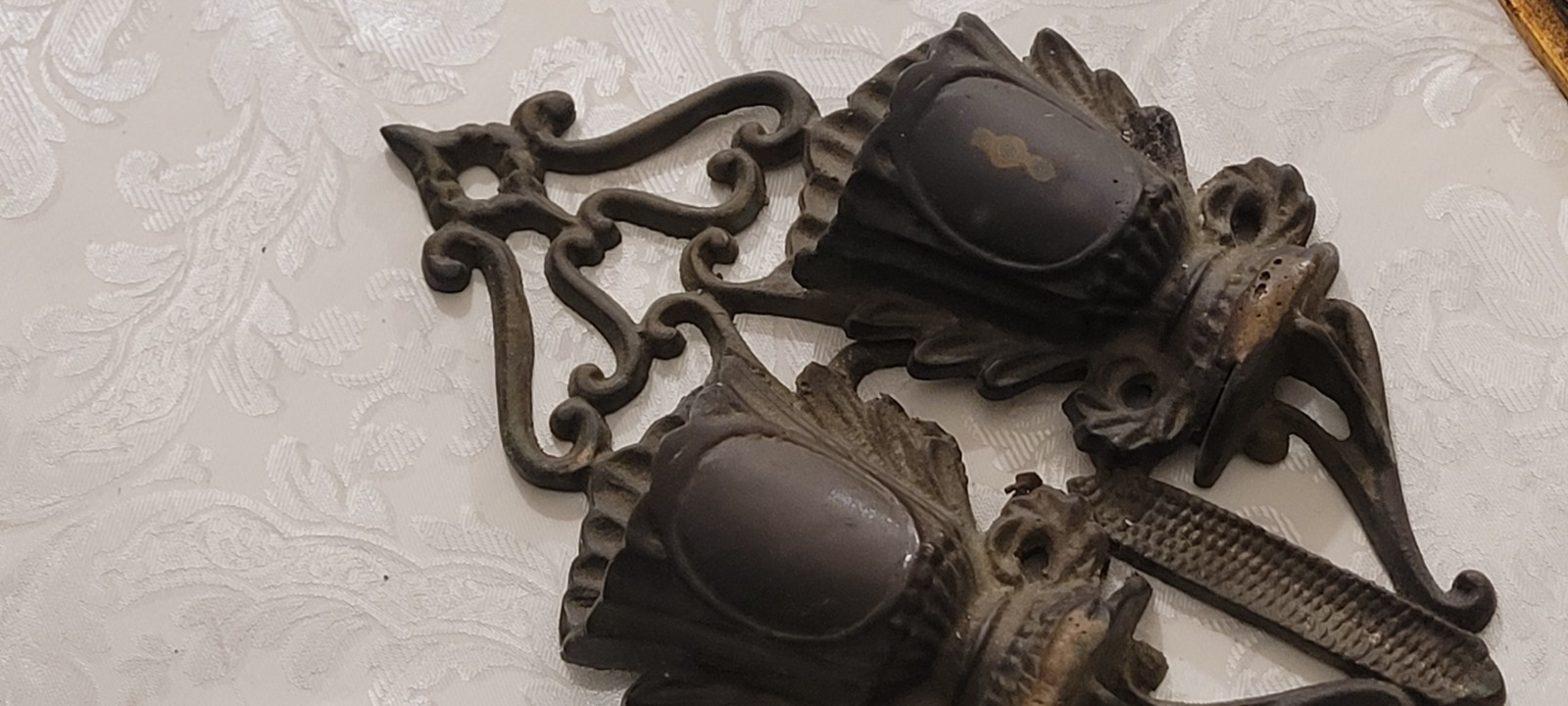 Antique Victorian Ornate Solid Brass Double Wall Pocket Match Safe Match Holder