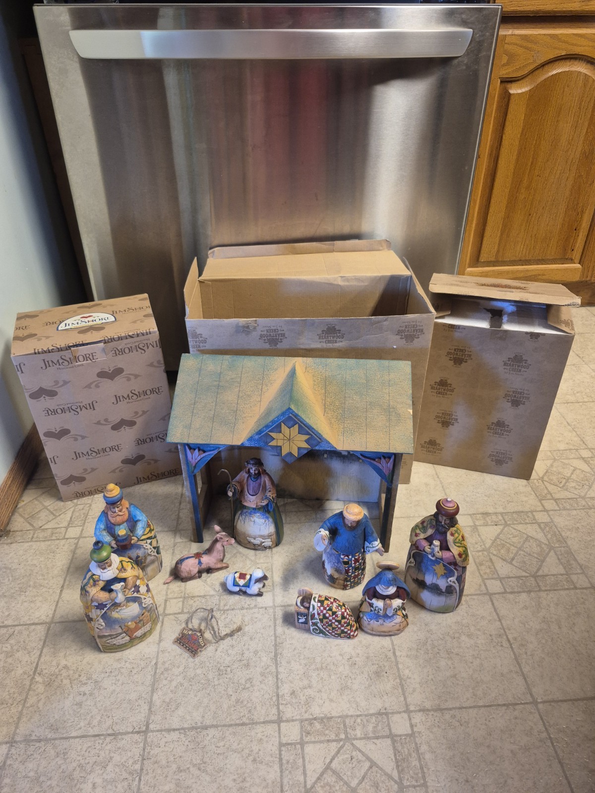 NIB 2003 JIM SHORE 10PC FULL NATIVITY SET ENESCO HARTWOOD CREEK #113254T NIB 2003 JIM SHORE 10PC FULL NATIVITY SET ENESCO HARTWOOD CREEK #113254T
