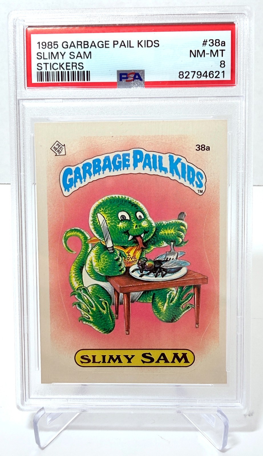 1985 Topps Garbage Pail Kids Series 1 - #38a Slimy Sam - PSA 8 NM-MT 1985 Topps Garbage Pail Kids Series 1 - #38a Slimy Sam - PSA 8 NM-MT
