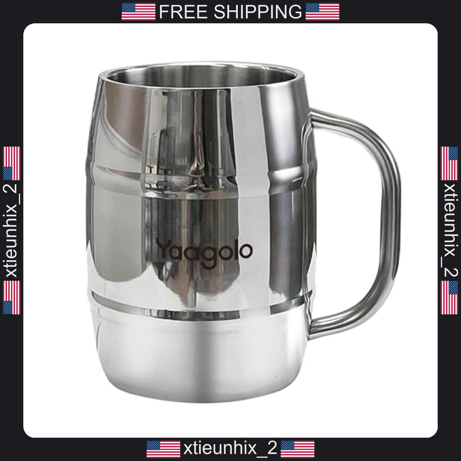 Stainless Steel 32oz Beer Stein Double Wall Mug with Handle Stainless Steel 32oz Beer Stein Double Wall Mug with Handle
