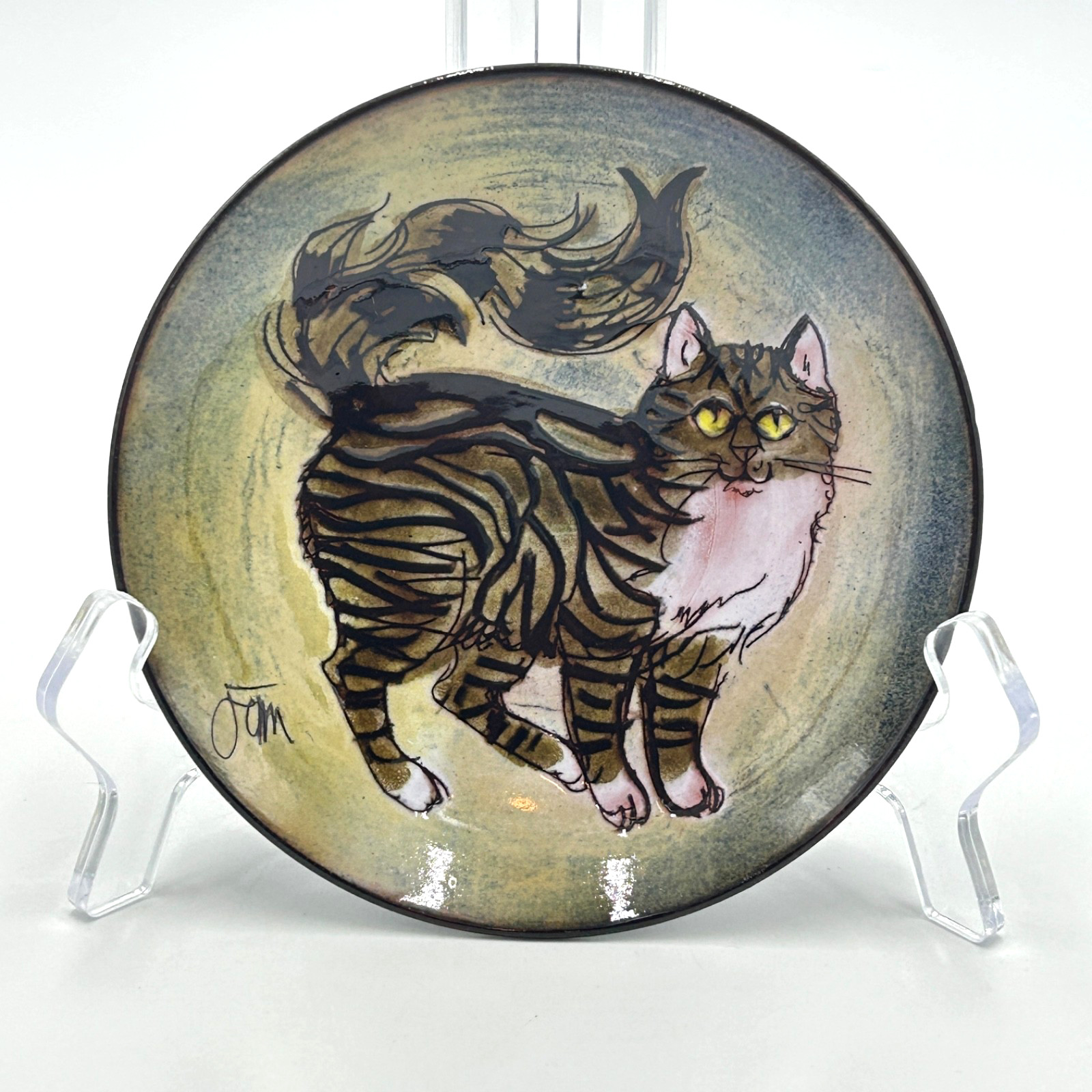 Vintage Hand Painted Cat Themed Dish by Chelsea Pottery, Joyce Morgan Vintage Hand Painted Cat Themed Dish by Chelsea Pottery, Joyce Morgan