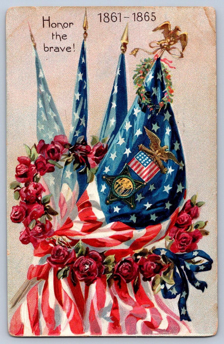 Patriotic Postcard c1910 Civil War Era Flags Roses Eagle Decoration Day Patriotic Postcard c1910 Civil War Era Flags Roses Eagle Decoration Day