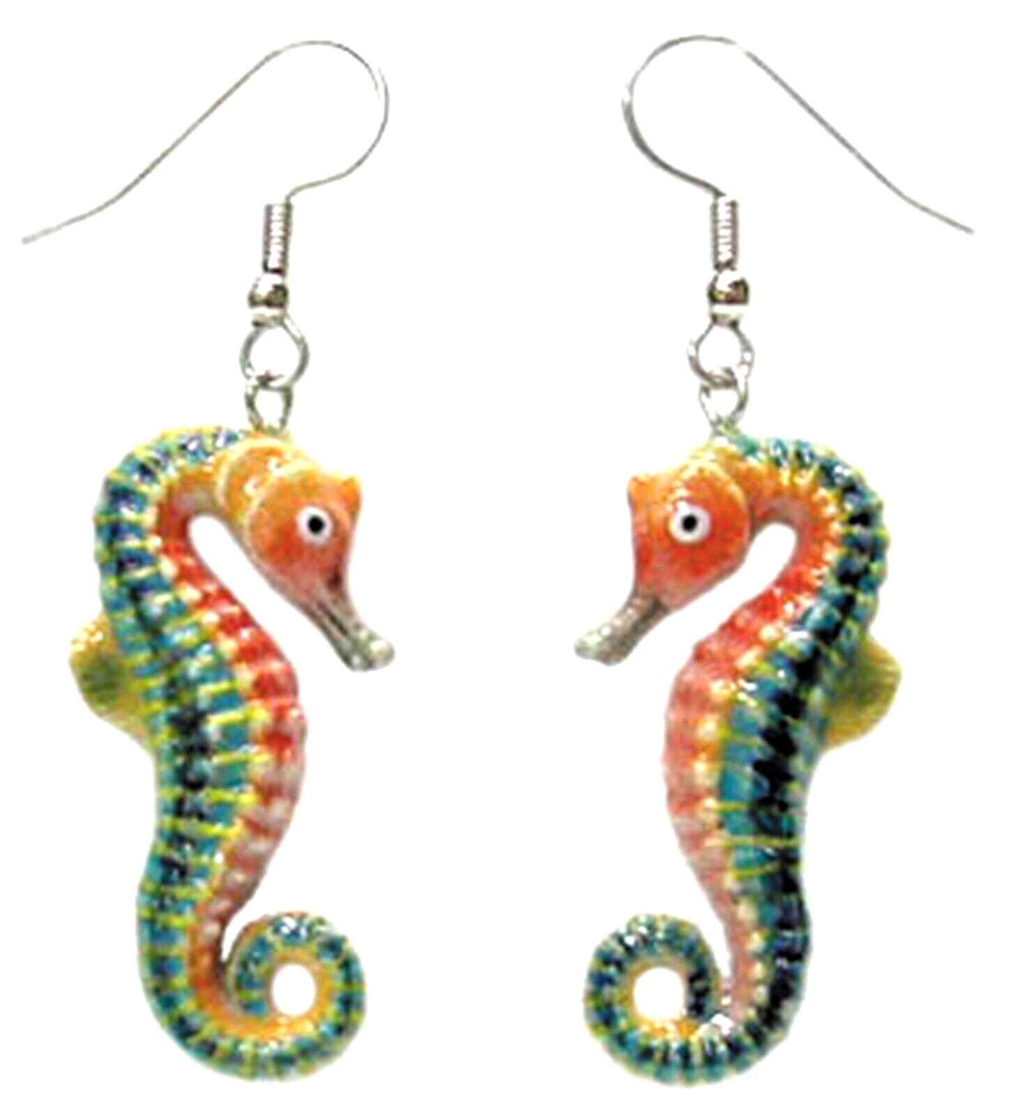 ღ New NORTHERN ROSE Porcelain Earrings RAINBOW SEAHORSE Dangled Wire Jewelry Art ღ New NORTHERN ROSE Porcelain Earrings RAINBOW SEAHORSE Dangled Wire Jewelry Art