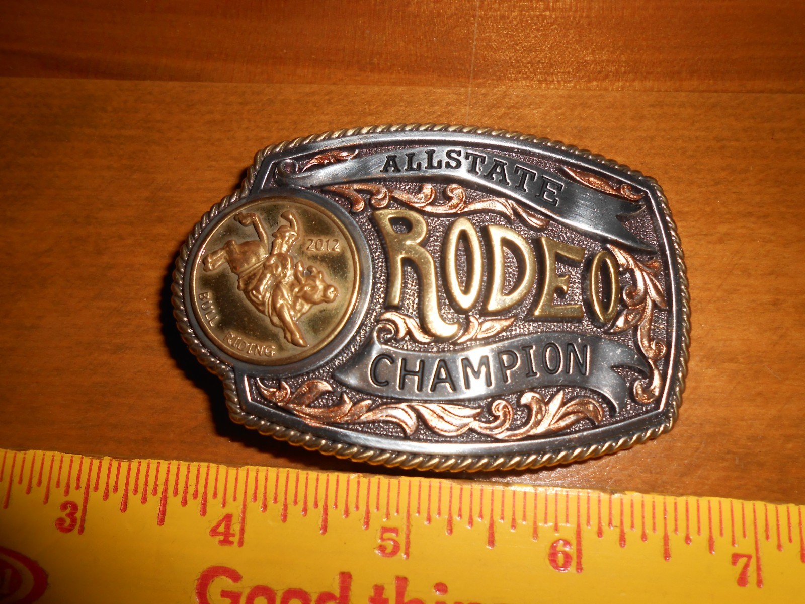 ALLSTATE RODEO BULL RIDING CHAMPION BELT BUCKEL 2012 Rosemont Illinois ALLSTATE RODEO BULL RIDING CHAMPION BELT BUCKEL 2012 Rosemont Illinois