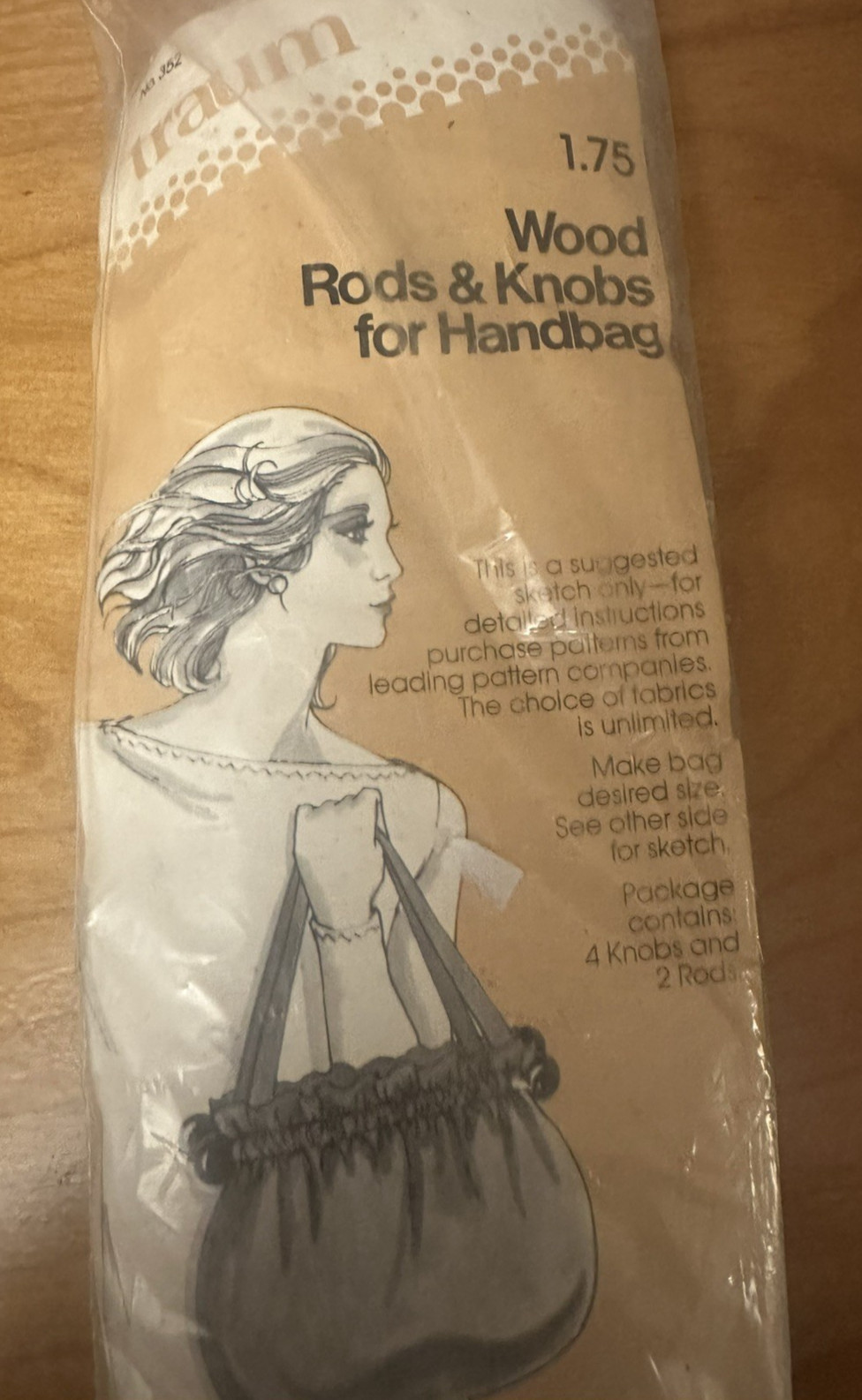 Vintage TRAUM Wooden Rods & Knobs for Handbag Kit NOS 1960’s