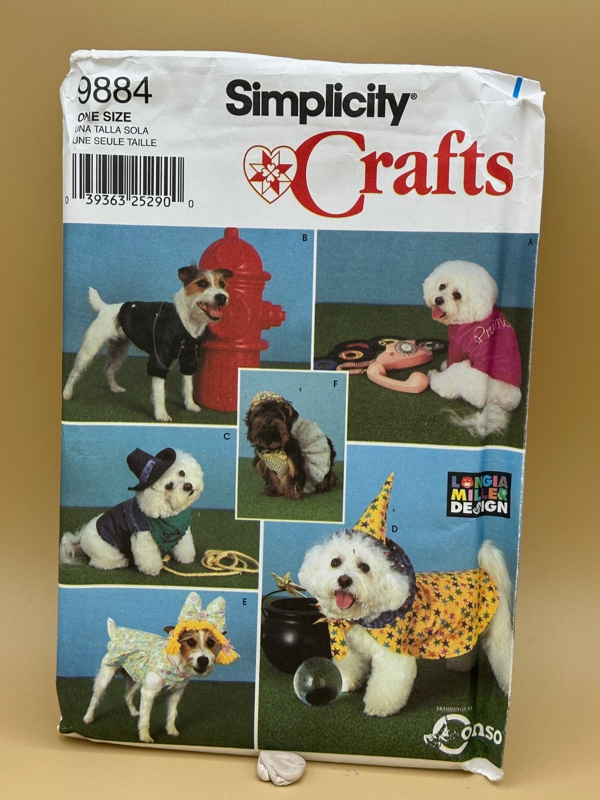 Simplicity Craft Pattern 9884 Dog Costumes Small/Med One Sz Cowboy Clown UNCUT Simplicity Craft Pattern 9884 Dog Costumes Small/Med One Sz Cowboy Clown UNCUT