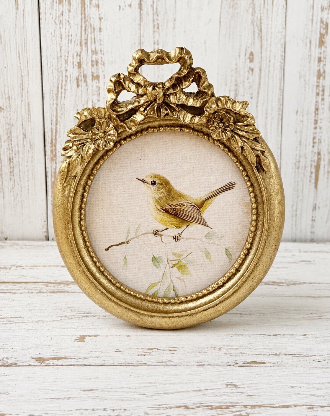 Vintage Style Bird Chickadee Print Gold Ornate Bow Frame Ornate Picture Frame Vintage Style Bird Chickadee Print Gold Ornate Bow Frame Ornate Picture Frame